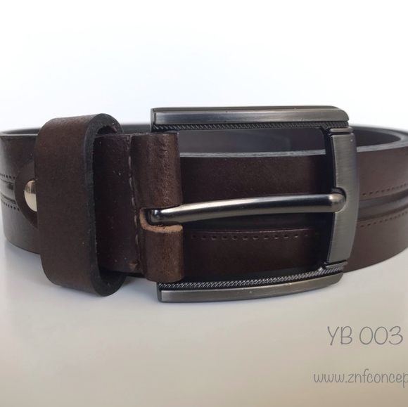 Men's Belt, Chocolate brown, Full Grain Leather - Picture 3 of 7